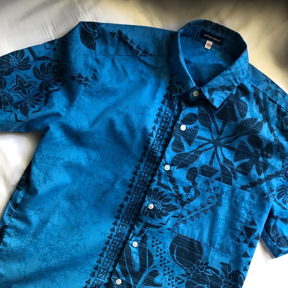 American Apparel Blue Hawaiian Shirt